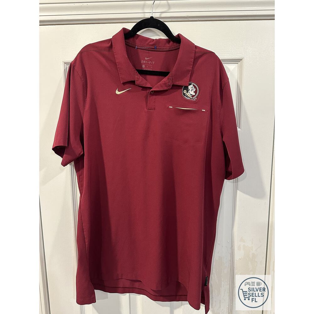 Nike FSU Seminoles On-Field Dri-FIT Pocket Polo Men’s XL Garnet Maroon